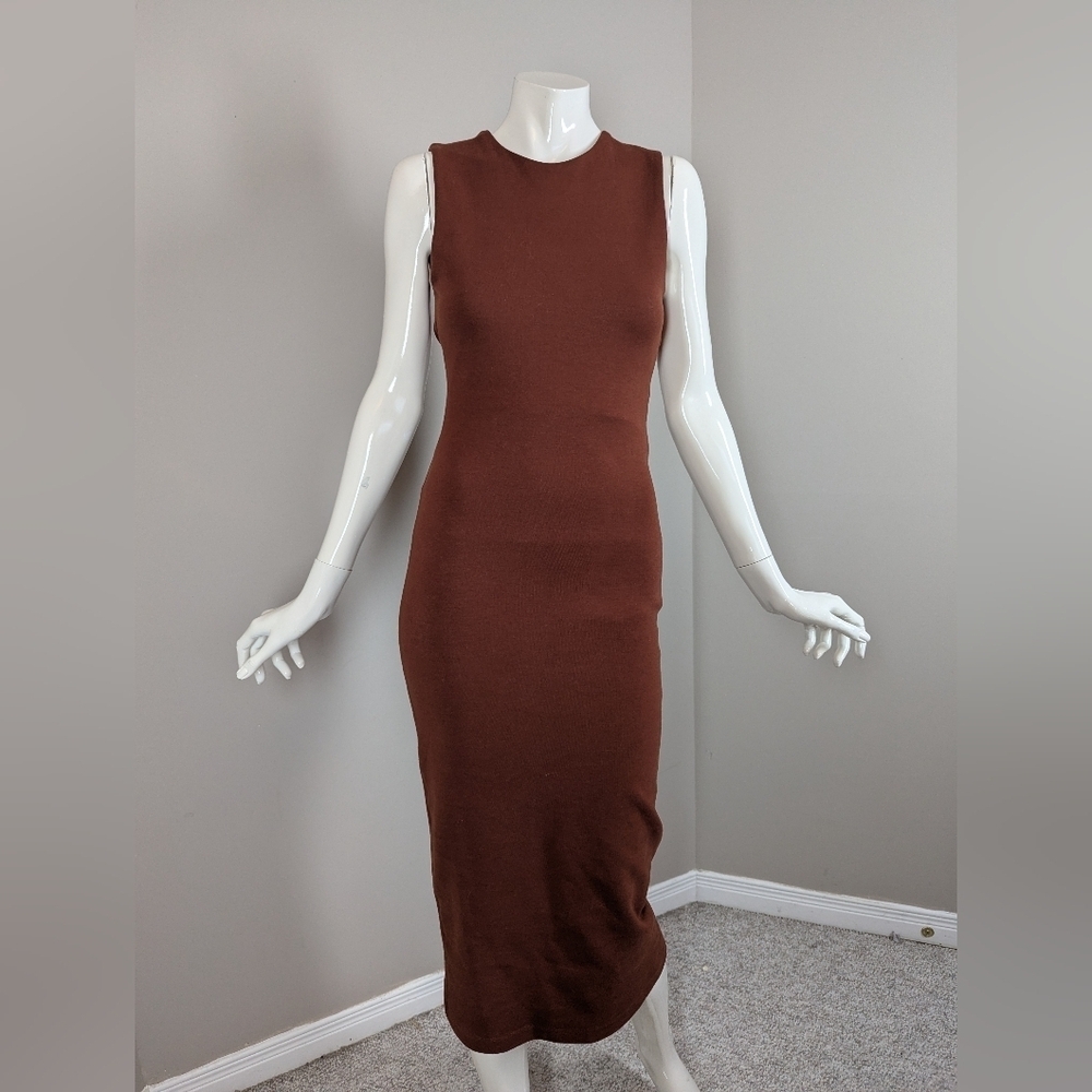 ZARA Sculpted Open Back Midi Dress | Modern Minimal Bodycon